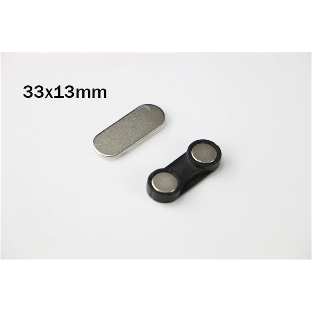 33*13mm Wholesale Black Strong Magnetic Name Badge Id Holder Plastic Fastener Security Magnet Back Name Tags