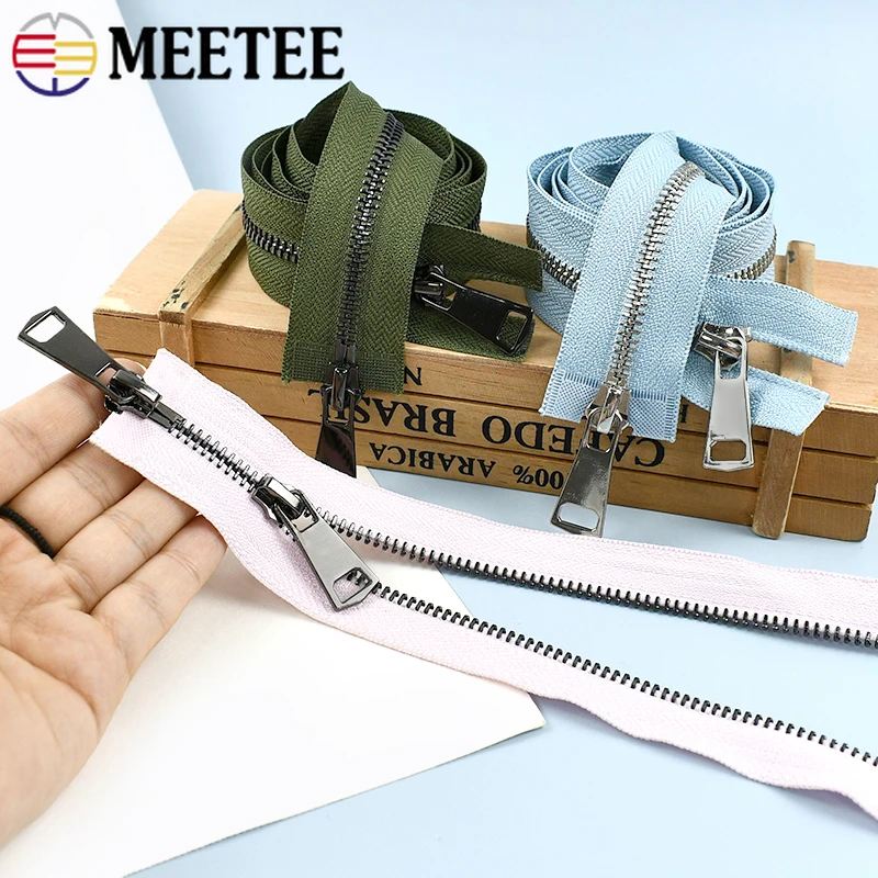 

Meetee 5# Double Slider Metal Zipper 120cm Long Zips Bag Separating Closures Zip Coat Zippers Repair Kits DIY Sewing Accessories