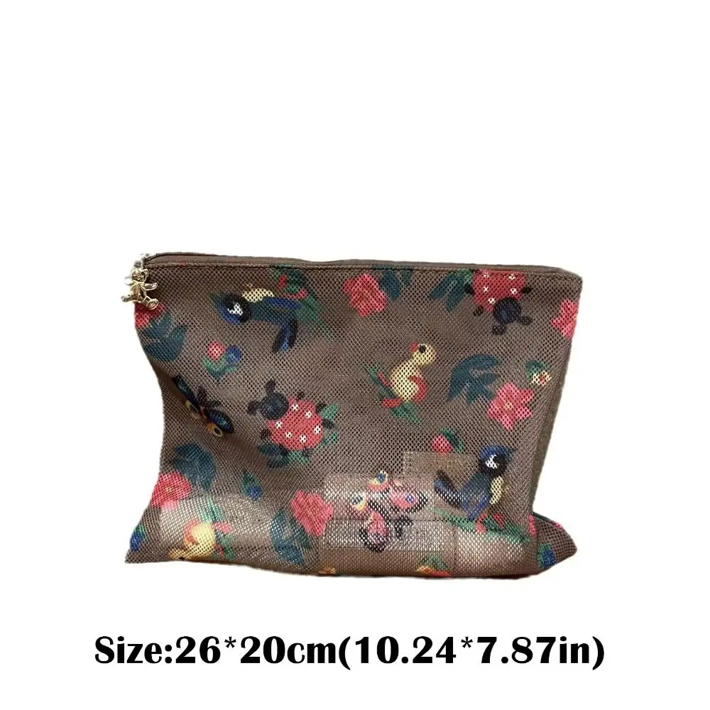 2025 Japanese Style Makeup Storage Bag Large Capacity Cartoon Printing Travel Storage Bag Vintage Floral Toiletry Bag