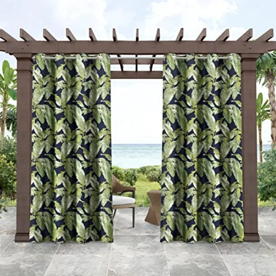

Indoor/Outdoor Island Palm Light Filtering Grommet Top Curtain Panel Pair, 54"x108