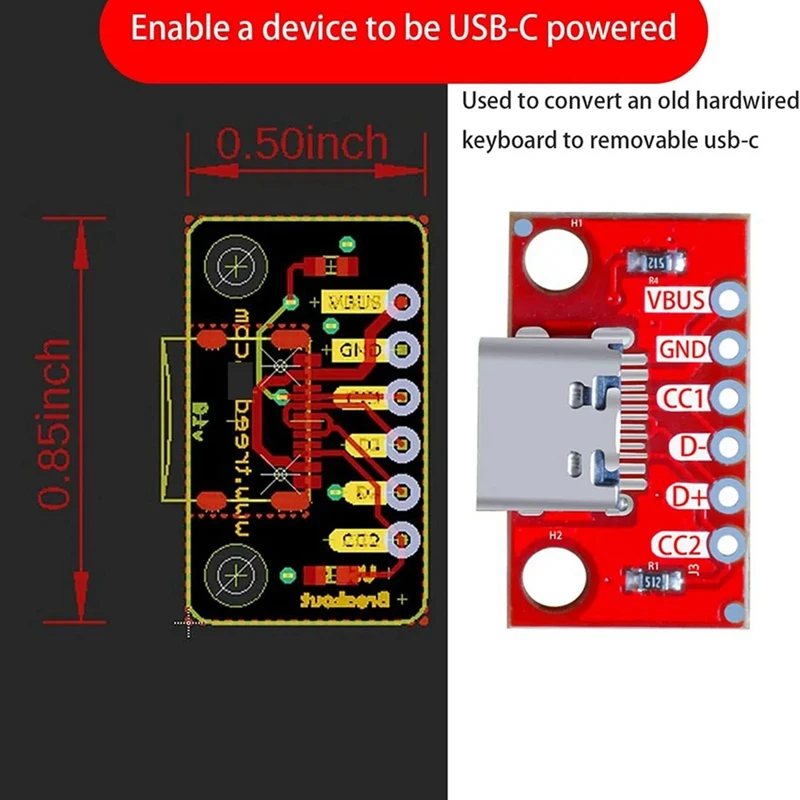A53M New 5PCS/Lot USB Type-C Breakout Board Serial Basic Breakout Female Connector Type PCB Converter Board