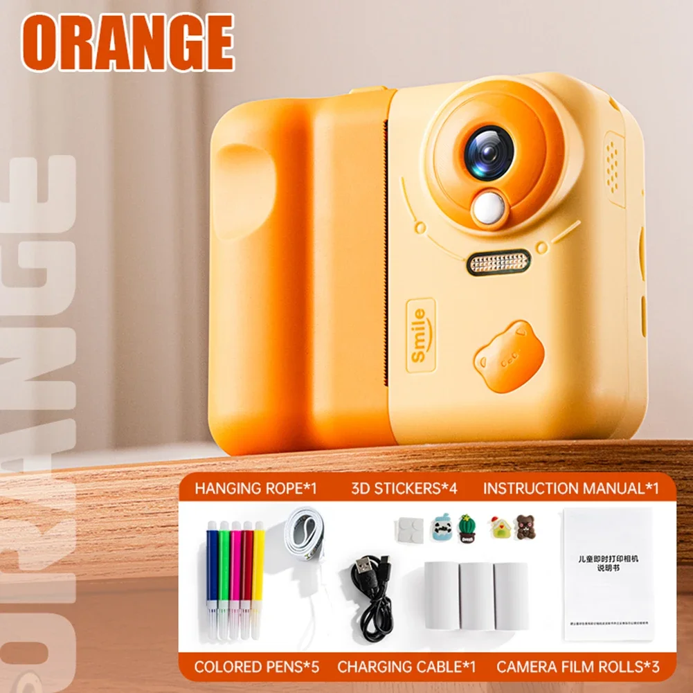 HD 1080P enfants Mini caméra d'impression instantanée 2.4 IPS écran caméra d'impression Photo instantanée caméra vidéo pour filles garçons âgés de 3 à 12 ans