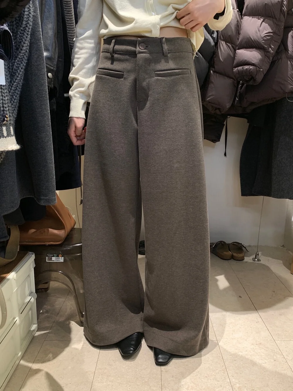 Pantaloni a Vita Alta e Gamba Larga per Donna, Casual da Ufficio, Nuova Moda Autunnale, Stile Coreano Semplice e Versatile