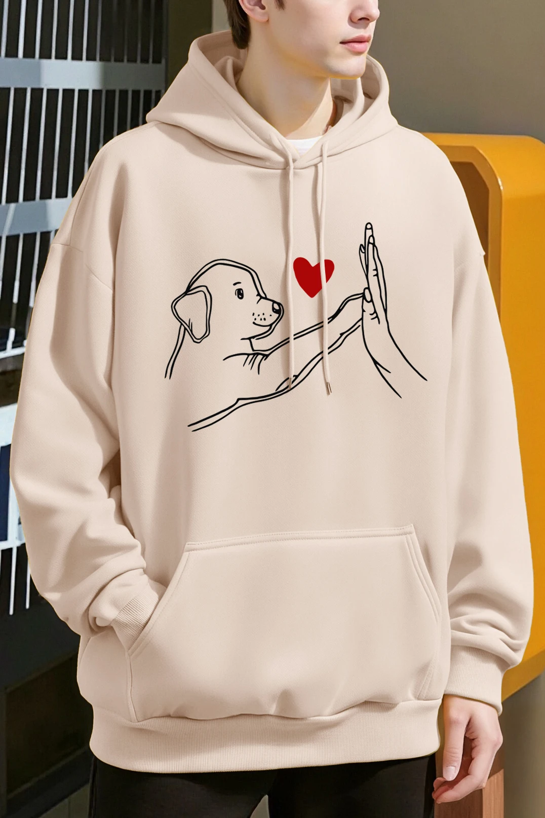 

Мужские толстовки с высоким пятью узорами для собак и людей, универсальная толстовка в стиле хип-хоп, осенняя флисовая теплая толстовка, удобная спортивная одежда с карманами