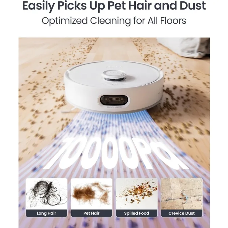 مكنسة كهربائية وممسحة 10000Pa شفط AI ملاحة ذاتية التفريغ ممسحة أوتوماتيكية جافة لأرضية سجادة شعر الحيوانات الأليفة تعمل مع أبل #4