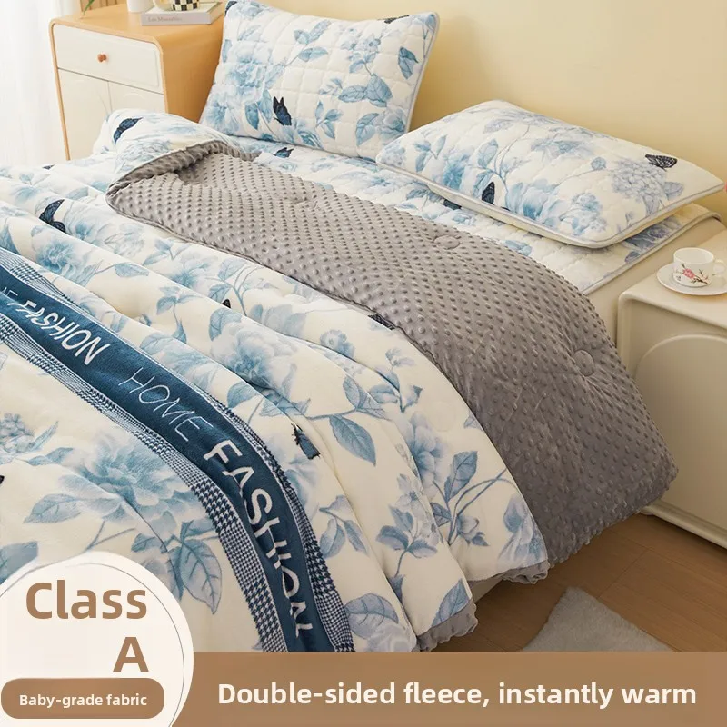 

Thickened Double-Sided Milk Velvet Blanket Large Size Warm Home Use Double Bedding Spring Autumn Winter Season Allergy Free