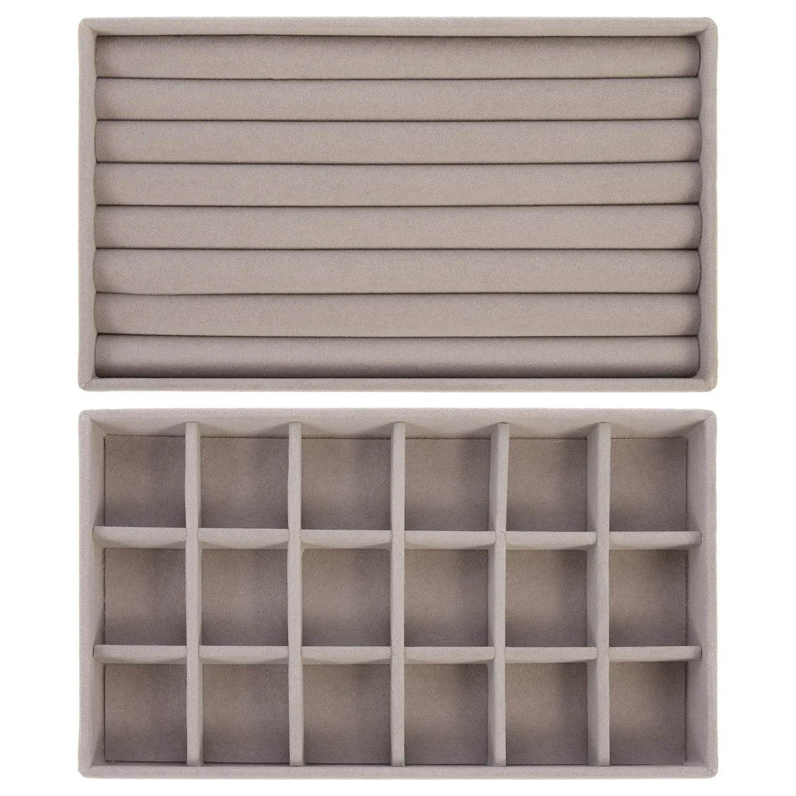 2Pcs Jewelry Display Stand Multi-Compartment Non-Scratch Storage Organizer for Earrings Bracelets Rings Neat Arrangement