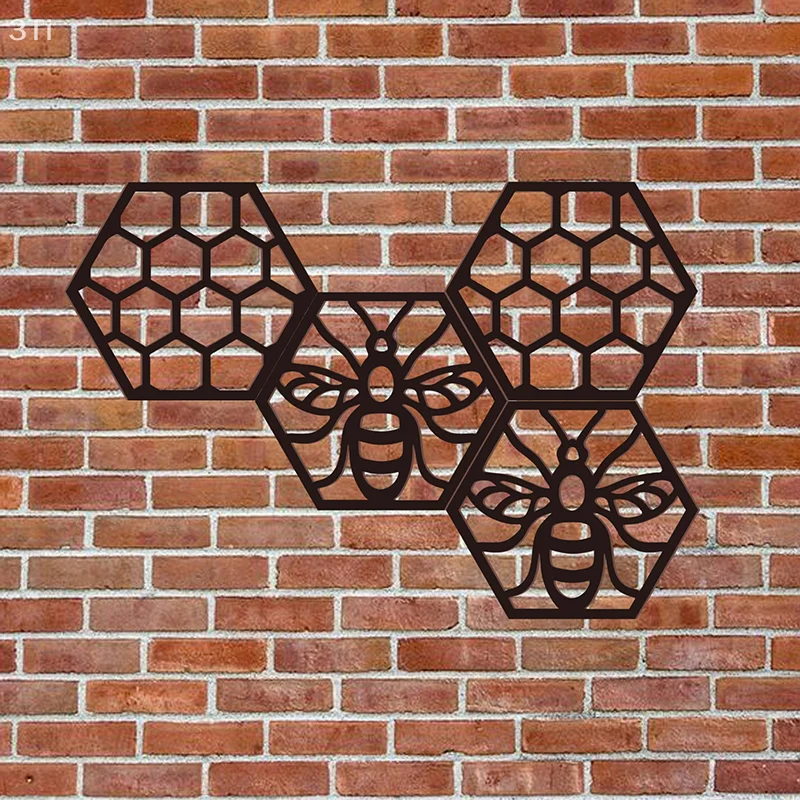 Artigianato in legno decorato a nido d'ape esagonale per pareti domestiche Decorazioni da cortile Pendenti scavati