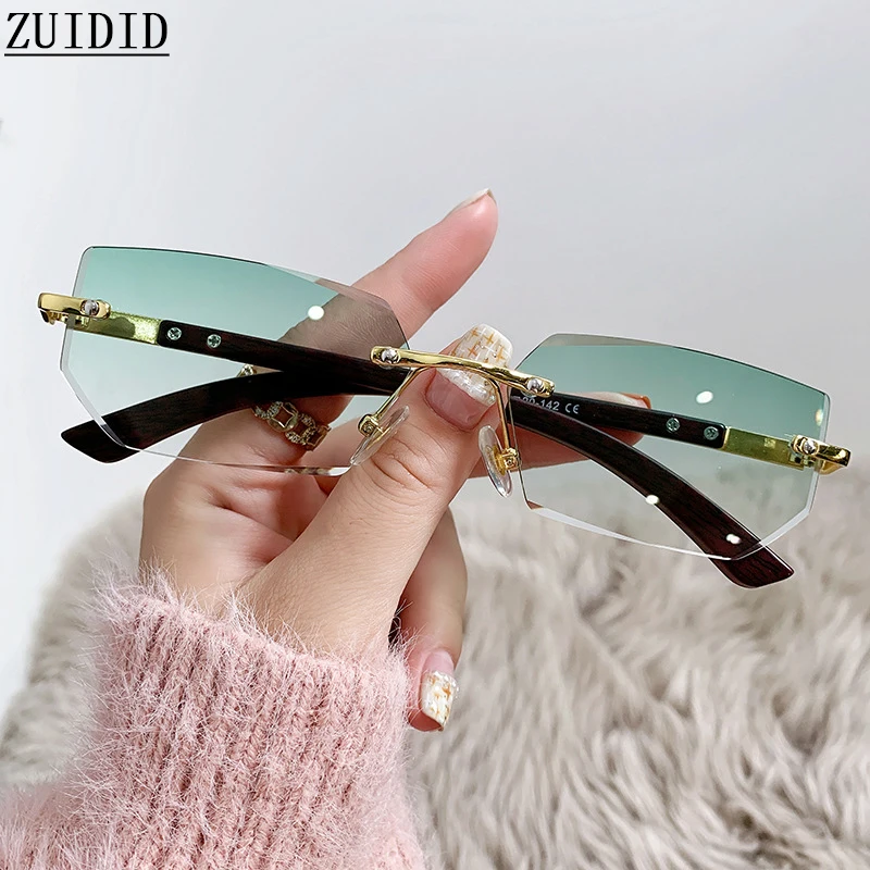 

Rimless Green Sunglasses Women Fashion Glasses Side Cut Vintage Sonnenbrille Damen Lunette De Soleil Femme Gafas De Sol Mujer