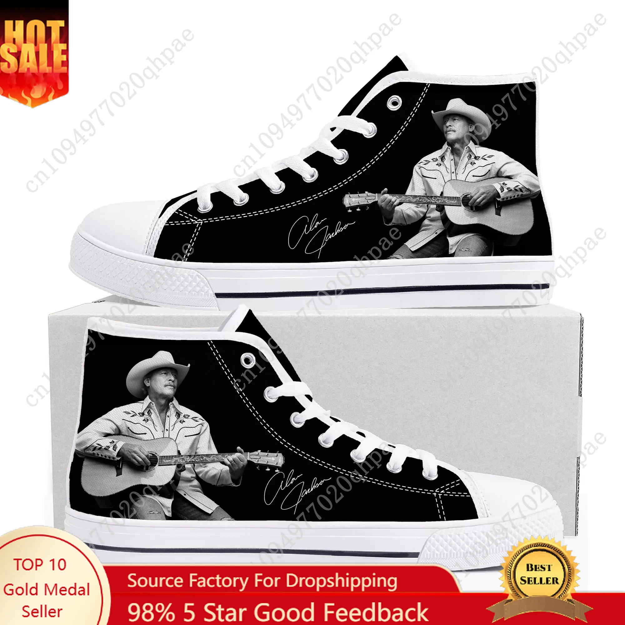 

Alan Jackson High Top Sneakers Mens Womens Teenager High Quality Canvas Sneaker 3D Print Casual Couple Shoes Personalized Shoe