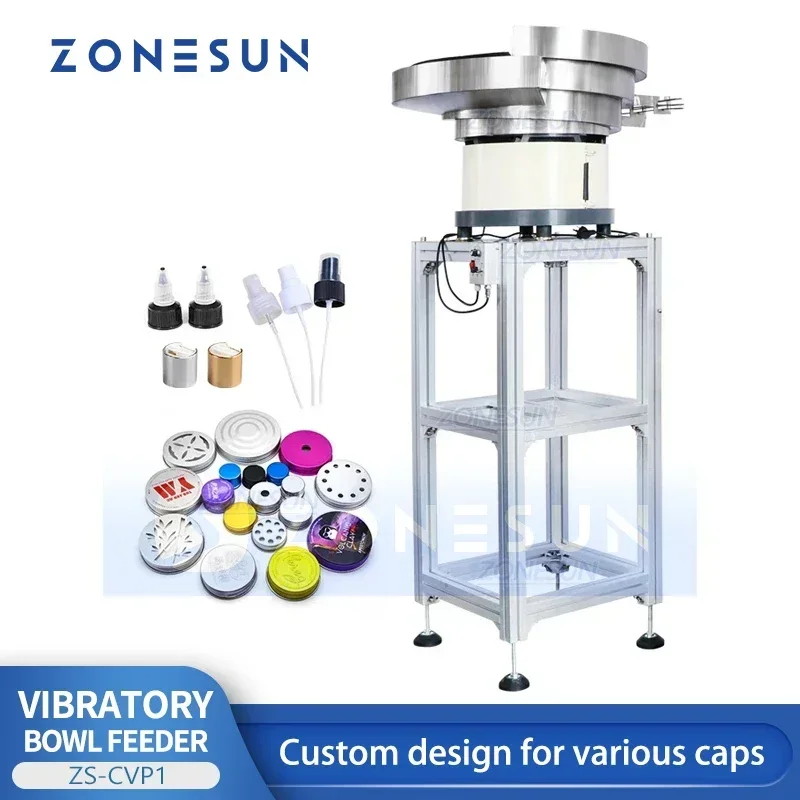 

ZONESUN Automatic Vibratory Cap Feeding Machine Pump Sprayer Cap Bowl Feeder Bottle Bowl Sorter Unscrambler ZS-CVP1