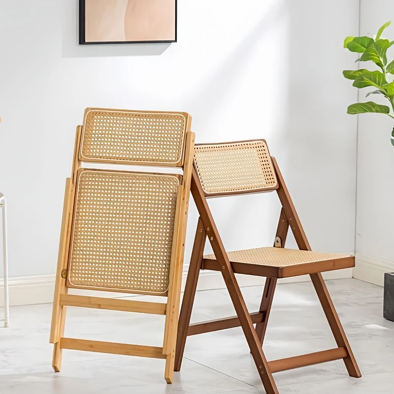 Modern Bamboo Folding Chair, Open Back Design - Light Natural Finish, 330 lbs Weight Capacity, Suitable for Living Room