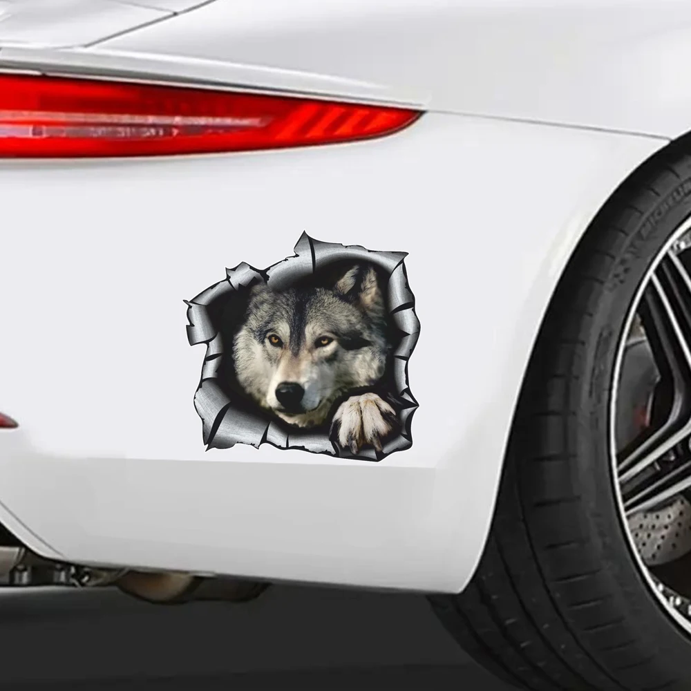 Наклейка Разлом (Волк-2) Wolf Waterproof Vinyl Car Sticker for Bumper, Window, Truck, Laptop, Durable Decal