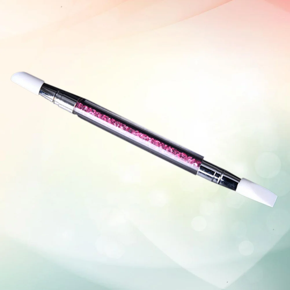 مسمار الفن نحت القلم سيليكون رئيس مقبض أكريليك طرف مزدوج لنحت زهرة دائم مسمار أداة كريستال حجر الراين #6