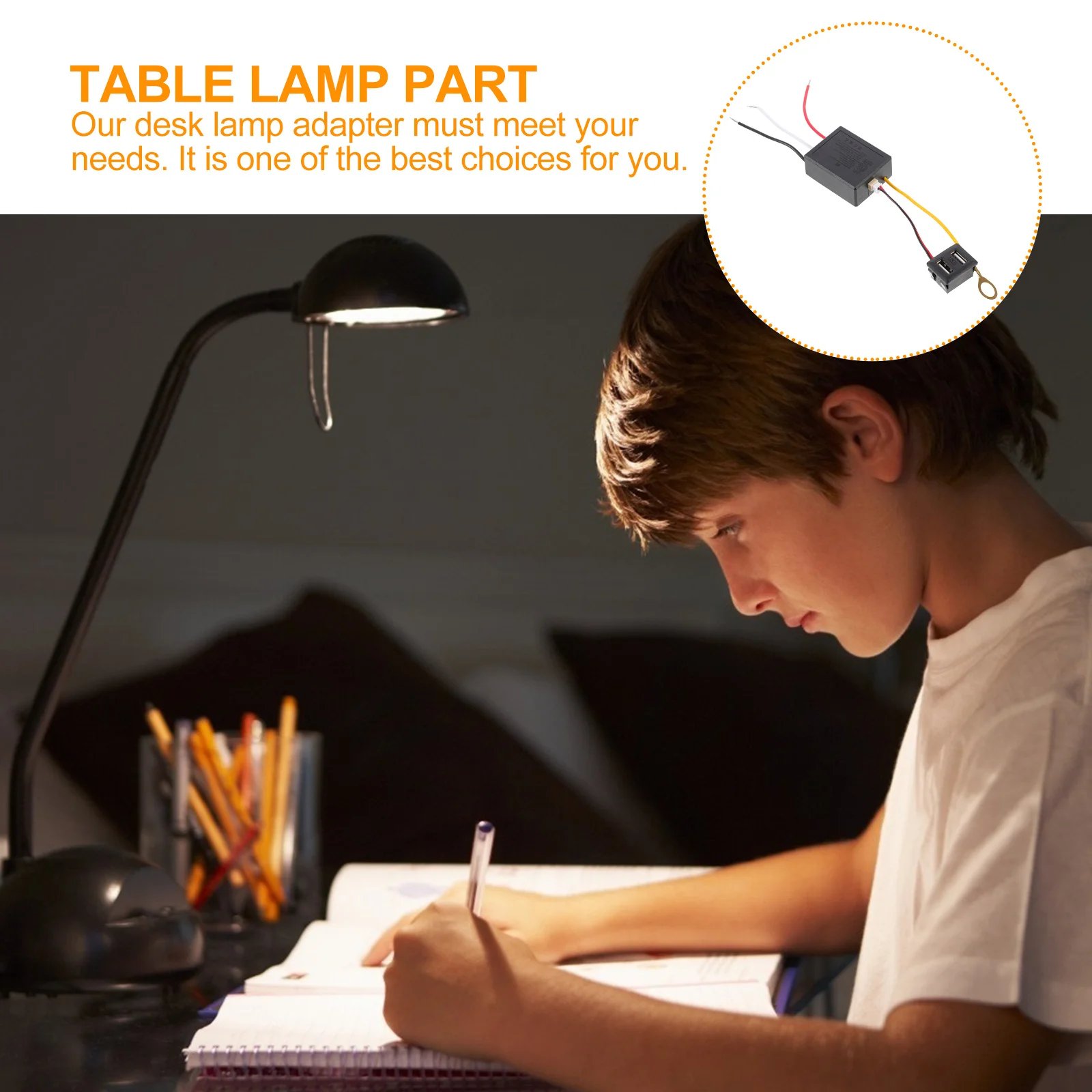 

1pc Desk Lamp Adapter Premium Plastic Power Supply For Home Office Power Supply Table Light Compact Black