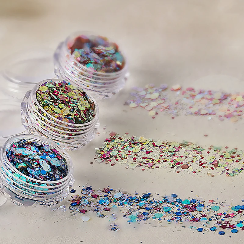 Nagelaccessoires Glitter Gemengde Dikte Glitter Onregelmatige Zeshoekige Vorm Ronde Maat Glitter Nagel Diy Decoraties