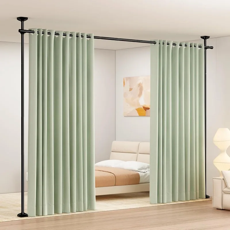 Room Divider Curtain Rod - No Drilling Partition Room Dividers 4-10ft(H) 28-70inch(W) Adjustable