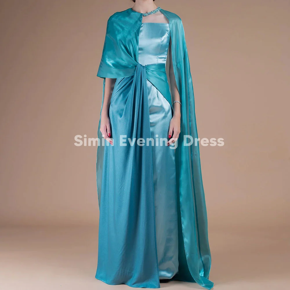 

Simin женские атласные прямые роскошные вечерние платья с круглым вырезом и бисером, элегантные платья длиной до пола без рукавов 2025