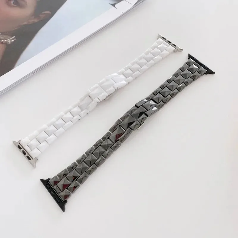 Ceramic Strap for Apple Watch band bracelet chain Iwatch87654321SE Ultra 38 40 41 44 45 42mm men and women beads wrist belt