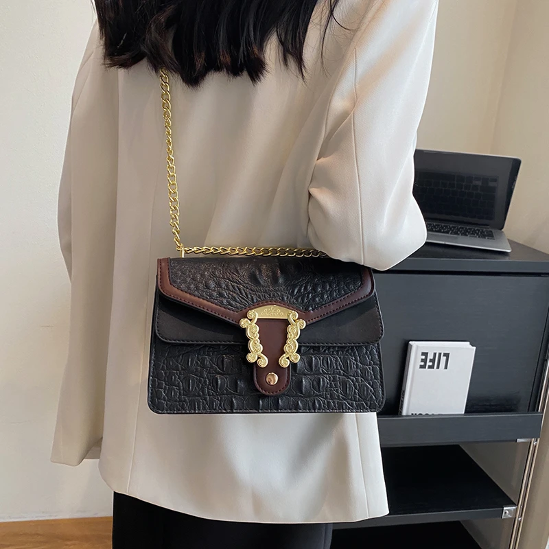 Alligator Leather Handbag Women Bag Designer Luxury Shoulder Bags Small Underarm Crossbody Female Flap Messenger Bag Sac A Main