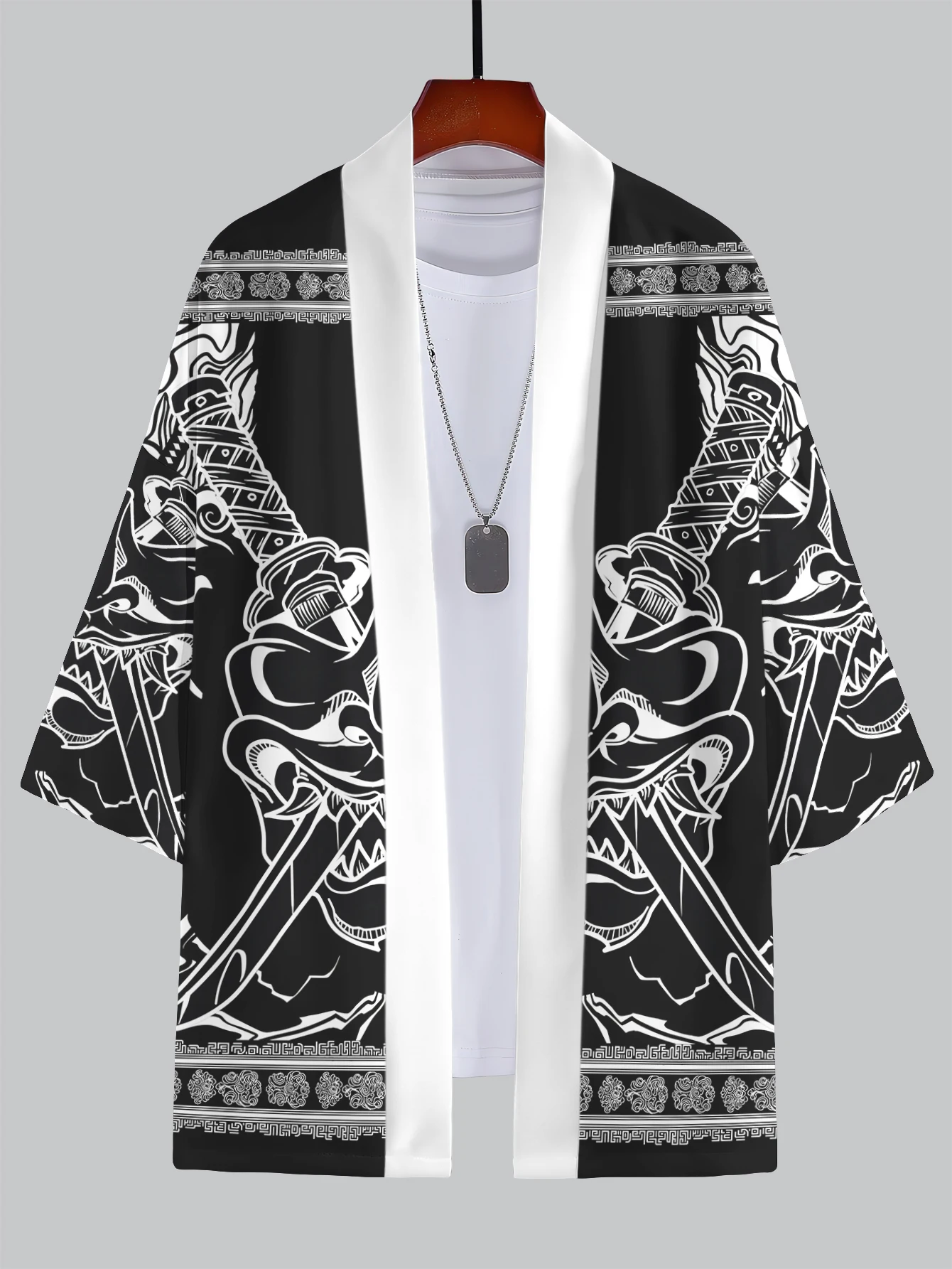 

2025 Новый летний мужской комплект 3D-кимоно с геометрическим и градиентными узорами