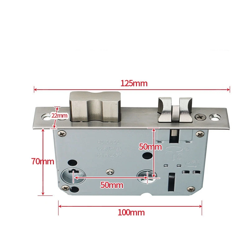 Imagem -04 - Corpo de Bloqueio Metal Fechadura Eletrônica Corpo 5050 Mortise para Tuya Reconhecimento Facial Impressão Digital Fechadura da Porta Inteligente Aço Inoxidável 5050