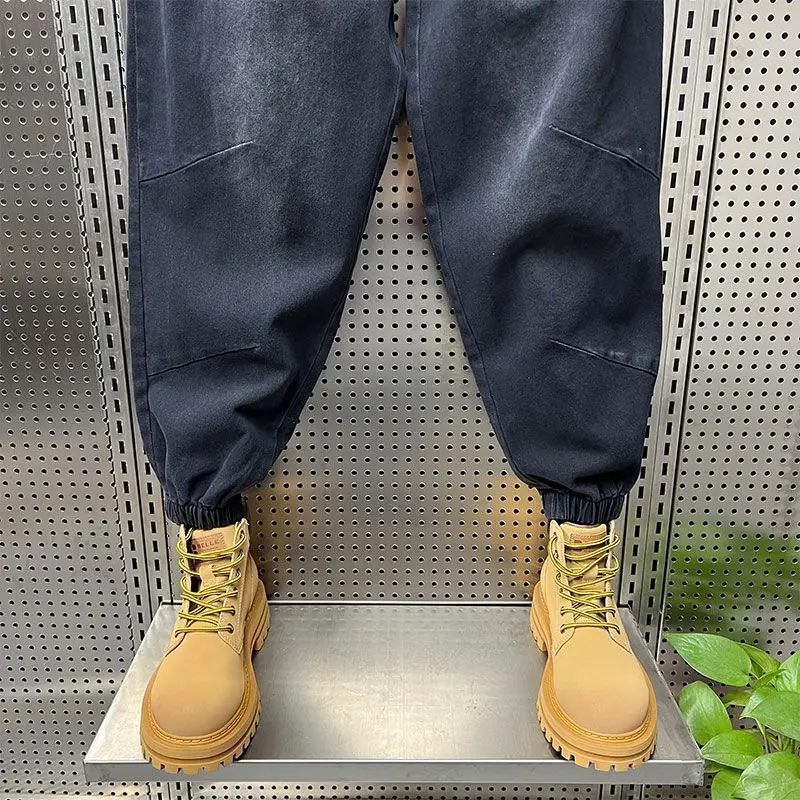 Streetwear Clothing Jeans Men's Trendy Brand Autumn New Leggings Drawstring Large Size Trousers Loose Handsome Harlan Trousers