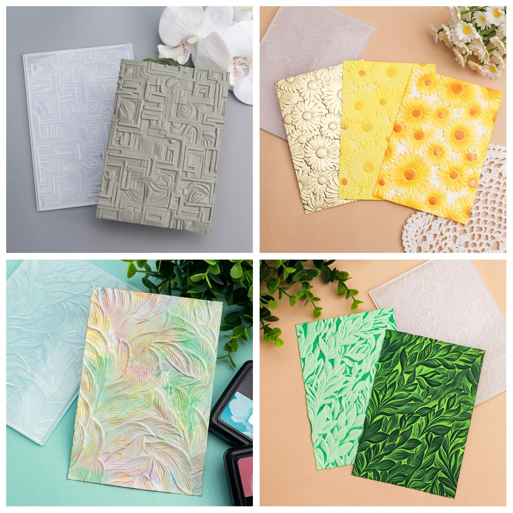 Daisies Cactus Flower Succulents 3D Embossing Folder Reed Background Patterns Templates Stencil For DIY Scrapbooking Card Making