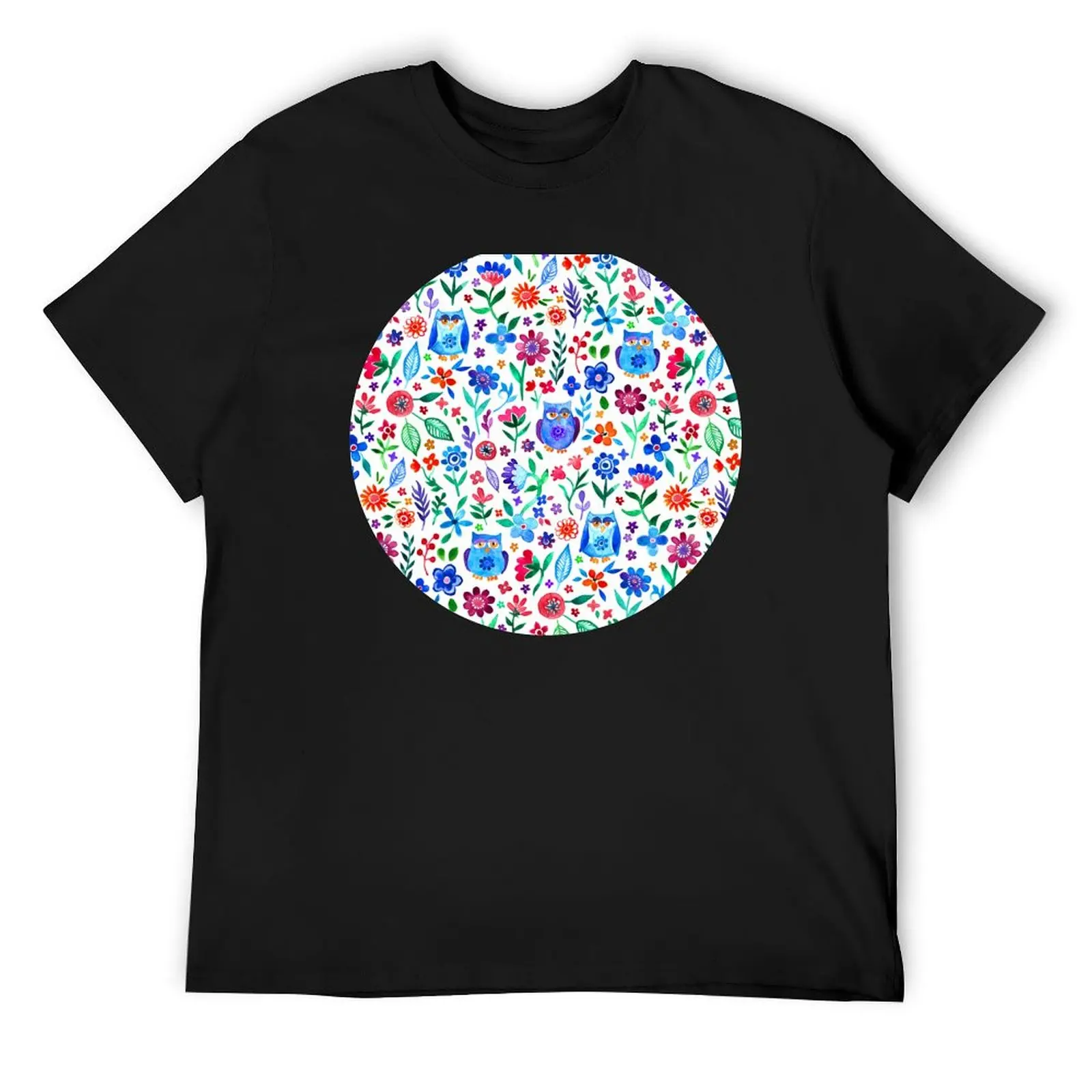 

Белая футболка «Маленькие совы и цветы» летняя рубашка дизайнерские рубашки летние топы мужская дизайнерская футболка