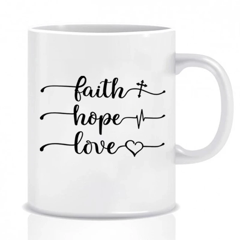 Faith Hope Love Coffee Cups Religious Bible Verse Inspired Coffeeware Tea Mugs Jesus Gifts Christian Teaware God Lord Drinkware