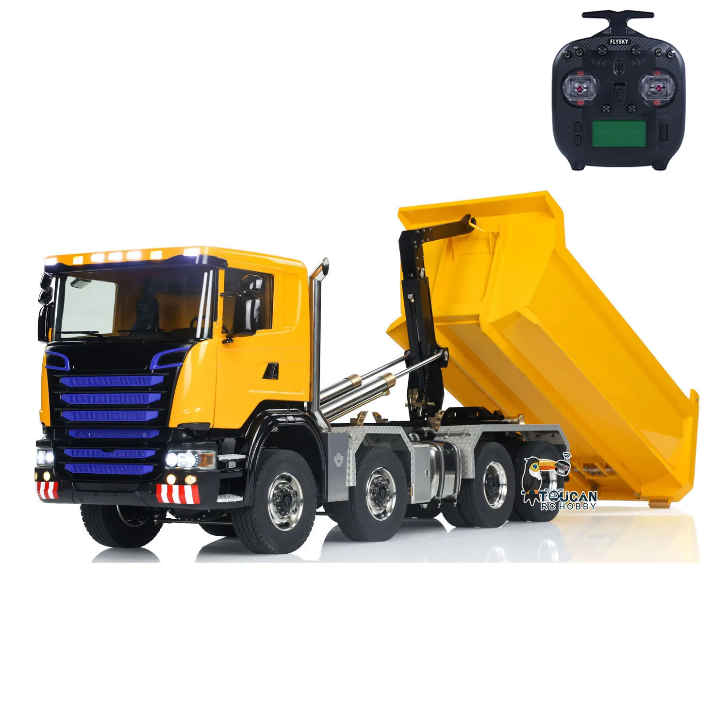 Metal 1/14 8x8 Radio Control Hydraulic Dump Truck Full Tipper Car Differential Light Sound 3 Speed Transmission Finished Vehicle