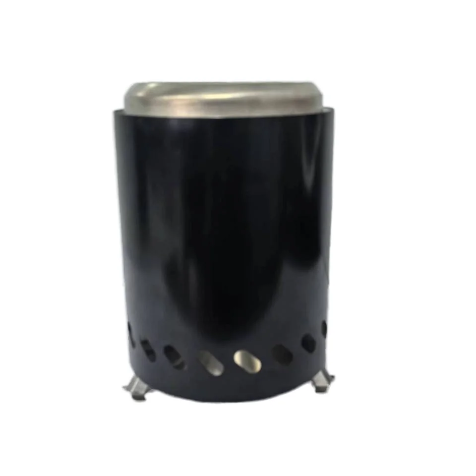 Hot Selling Modern Stainless Steel Desktop Wood Stove Portable Charcoal Smokeless Cylinder Fireplace BBQ Grill for Courtyard