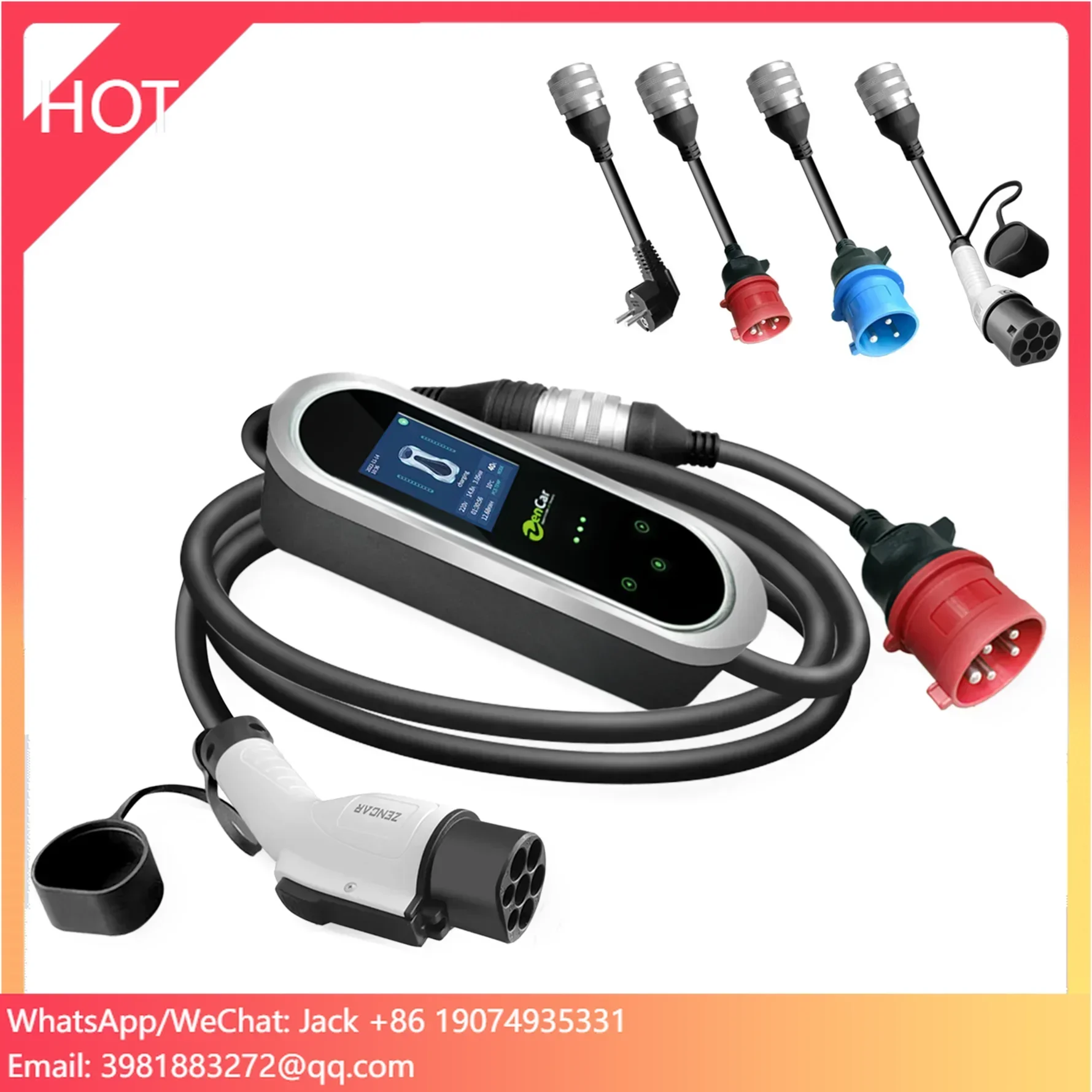 Zencar E-Pro 32A 22KW EV Charger Fast Home Electric Car Charger Mobile Portable EV Charger Station GBT With Multi Adapters WIFI