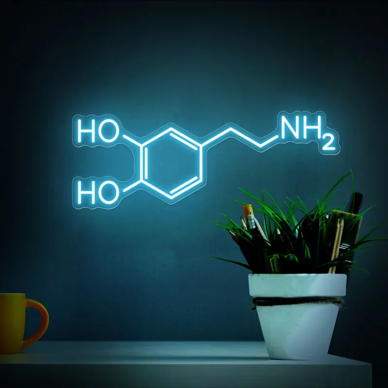 

Dopamine Molecule Neon Sign Wall Art Decor Custom Led Neon Light for Bedroom Office Wall Decoration USB Personalized Signs Gift