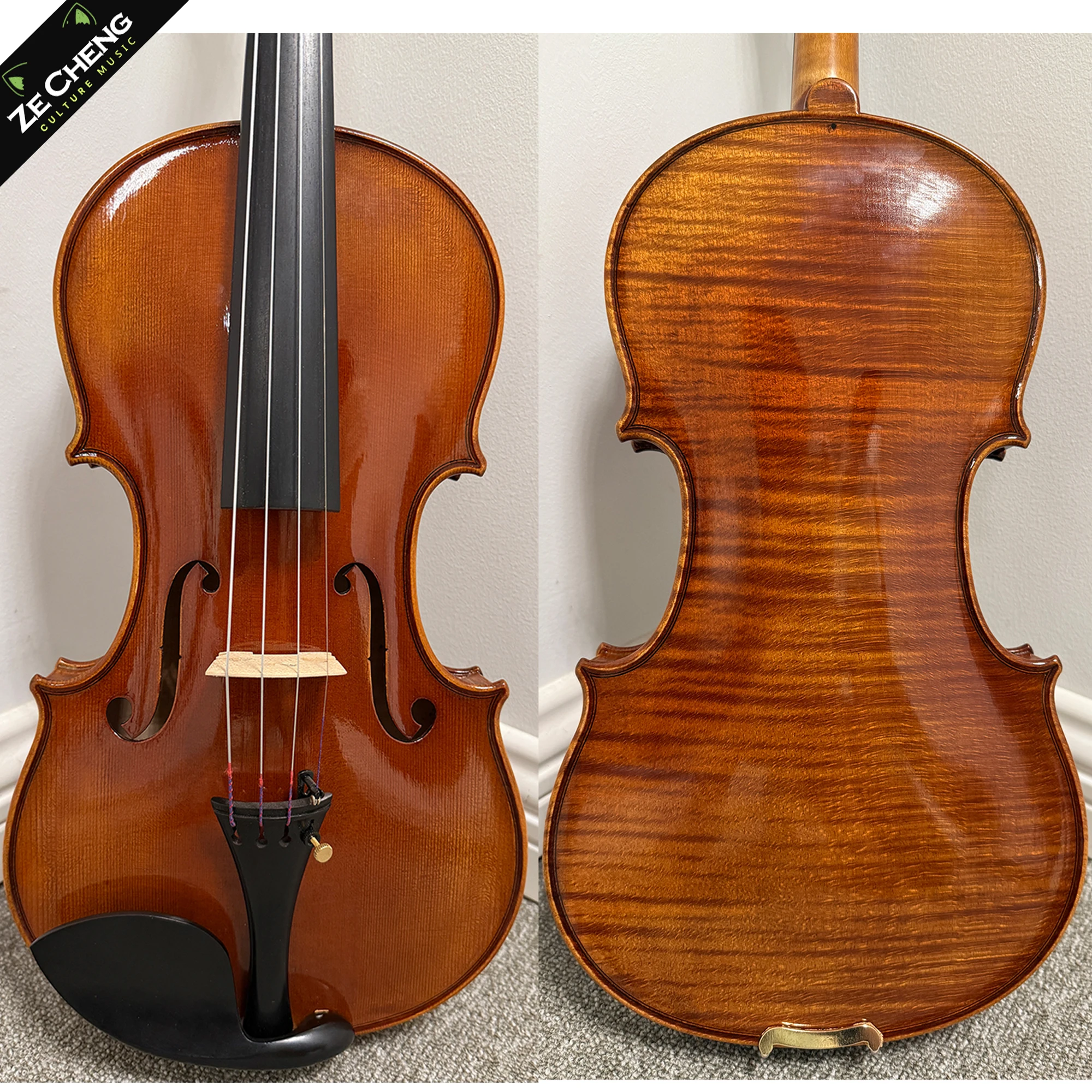 

Advanced Handmade Violin 4/4, Hand-Painted, Professional Violin, Spruce Top, Ebony Fittings, with Bow and Case