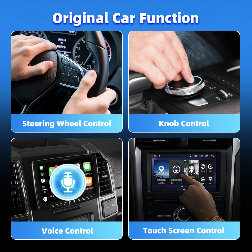 Binize Wireless CarPlay Adapter Wired To Wireless Android Auto For Ford Volvo Kia VW Jeep Hyundai Dongle Mini Box 2 in 1