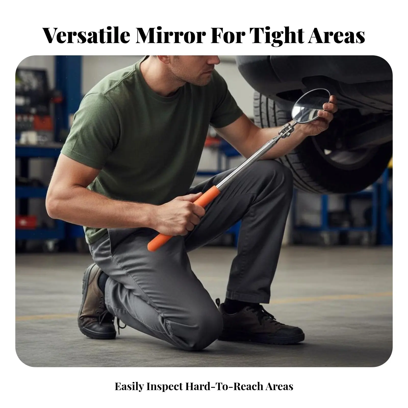 

Extendable Undercar Mirror Portable Telescopic Inspection Mirror Hand Tool High-Strength Stainless Steel for Technicians