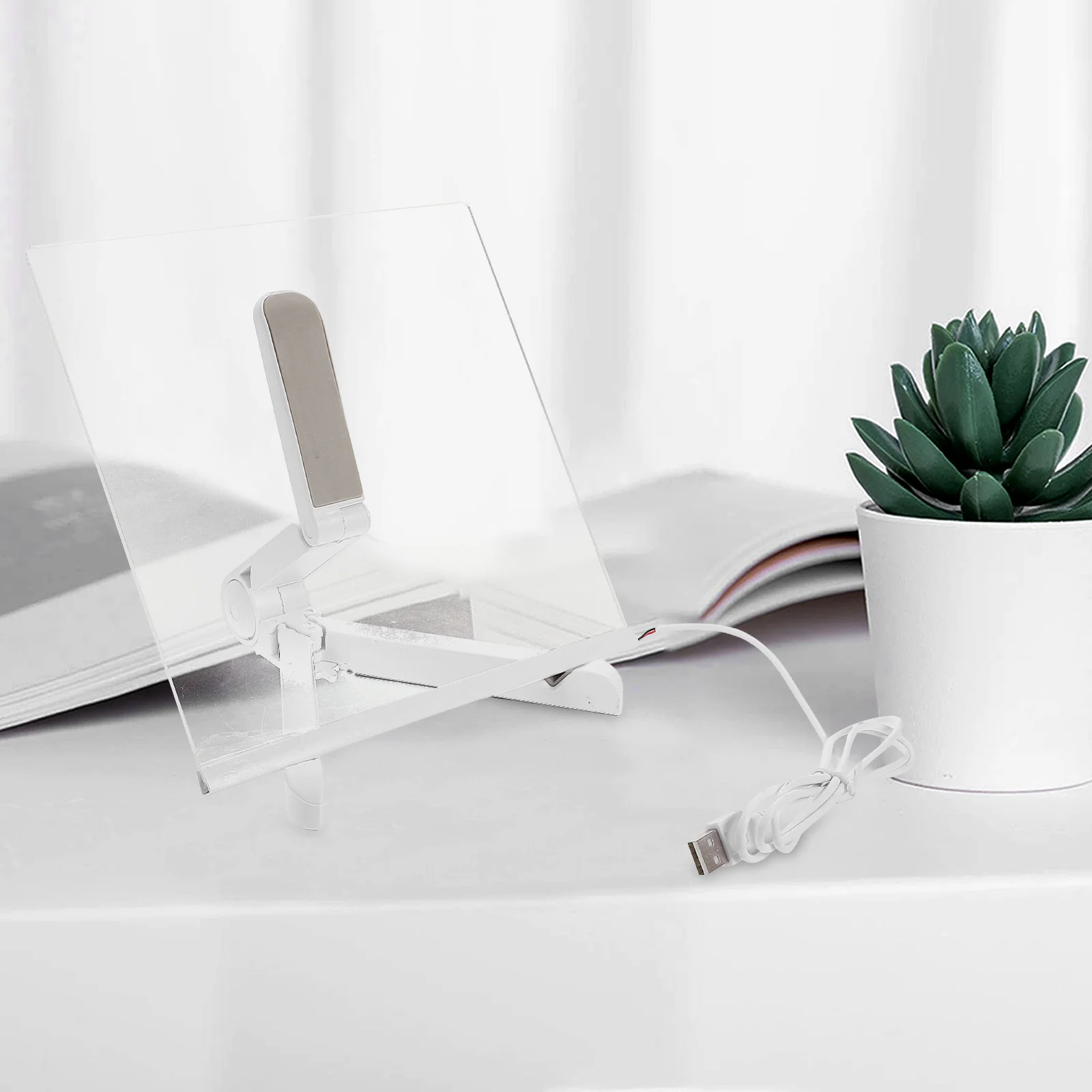 

1Set LED Note Board 7.9x7.9 Acrylic Light Up Memo Board Adjustable Stand Luminous Dry Erase Drawing Pad for Kids Home Office