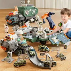 Store deformed big truck toy Children Boy Alloy sliding armored vehicle towed transport missiles