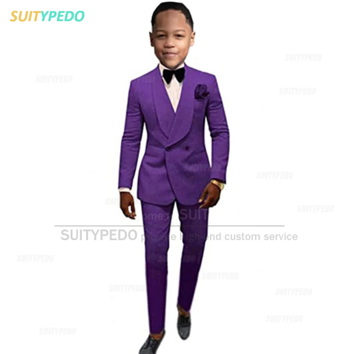 Purple Gentlemen Boy's Suit Set Tailor-made Formal Blazer Pants 2 Pieces Wedding Tuxedo Children Birthday Party Fashion Suits