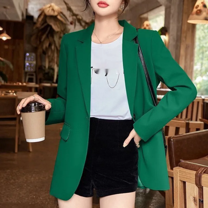 

Fashion Single Breasted Blazers Women Turn Down Collar Office Blazers for Woman Solid Color Long Sleeve Suits Jackets 2025