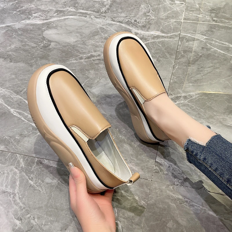 

Light Thick Sole Sneakers Women's Sports Fashion Casual Running Shoes Spring Autumn Designer Flats Shoes Round Head Loafer PU