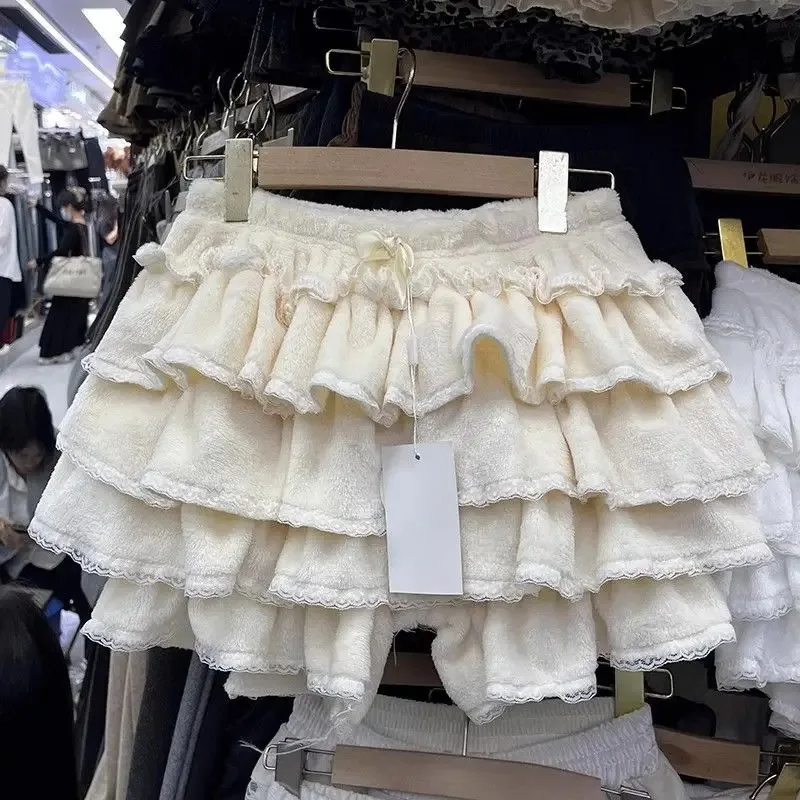 2025 Faldas Mujer De Moda gruesas dulces Faldas De Mujer Patchwork encaje lindo Saia volantes Patchwork encaje Mini Falda japonesa Jupe