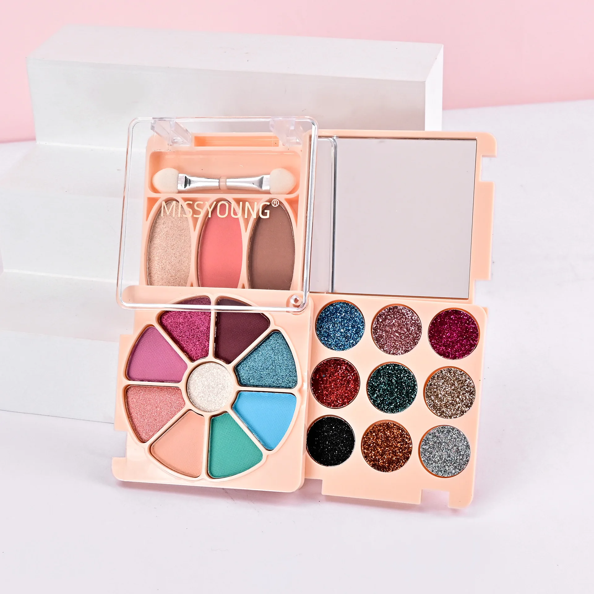 DJBS New 20 color eye shadow plate set Low saturation matte big ground shimmer powder eye shadow powder blusher glitter gift set