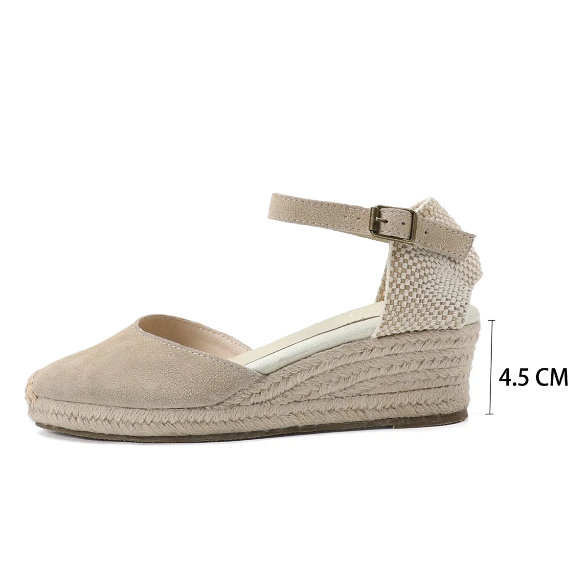 Espadrillas sandali da donna Flatform con zeppa sandali in vera pelle scamosciata di mucca