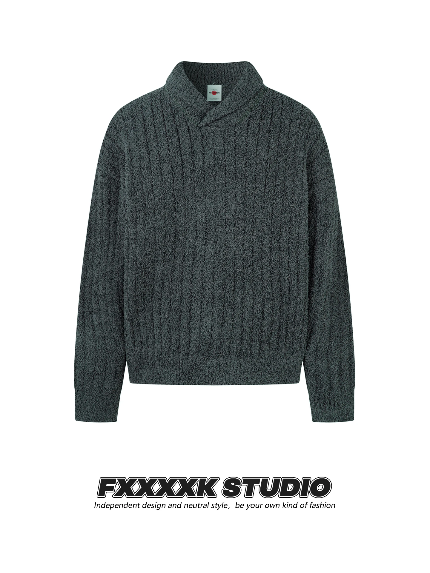 

Loose Fit Original American Retro Sle Sweater Knitted with Vertical Stripes Loose Collar Polyester Fiber Long Sve Top