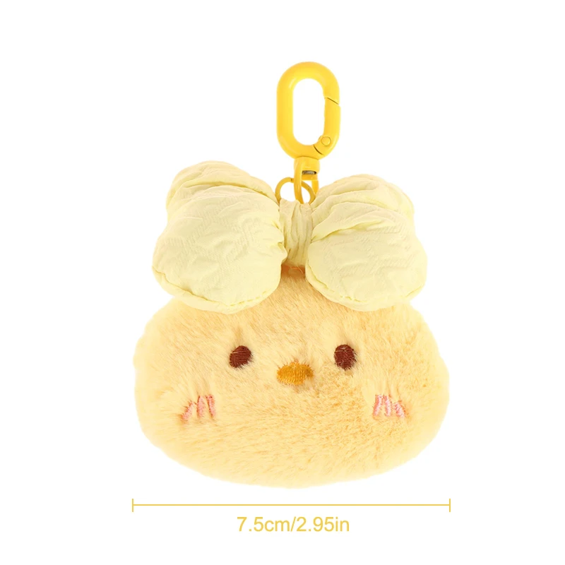 Cartoon Bow Tie Chick Key Chain Cute Plush Doll Pendant Car Key Ring Backpack Charms Bag Decor Accessories