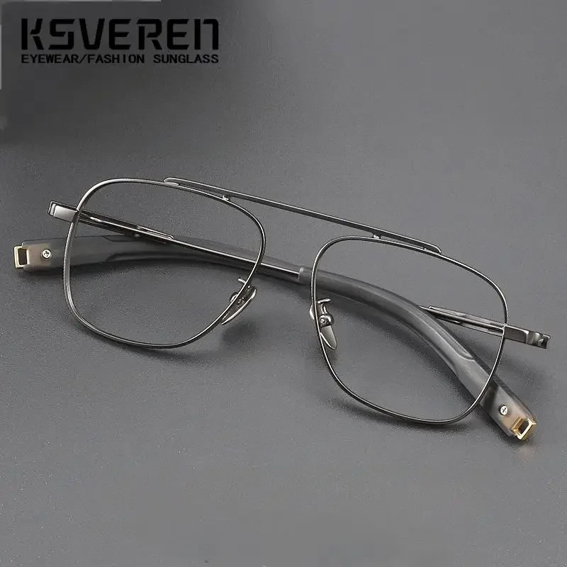 Fashion Anti Blue Light Reading Glasses Vintage Square Pure Titanium Eyewear Luxury Optical Prescription Glasses Frame For Men
