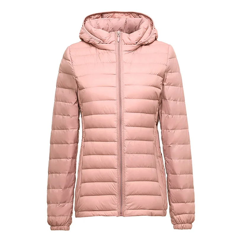 

Hat Detachable Hooded Down Jacket Autumn Winter Women Ultra Light White Duck Down Coat Parkas Ladies Warm Short Puffer Outwears
