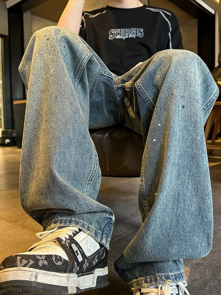 

American Retro Workwear Jeans Men's Straight Leg Haome Wide Leg Pants Spring Autumn Loose Fit Faionable Denim Jeans